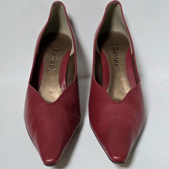 J Renee Janene Elegant Red Women's Leather Pumps Heels Women's Size 9.5 - Picture 4 of 12